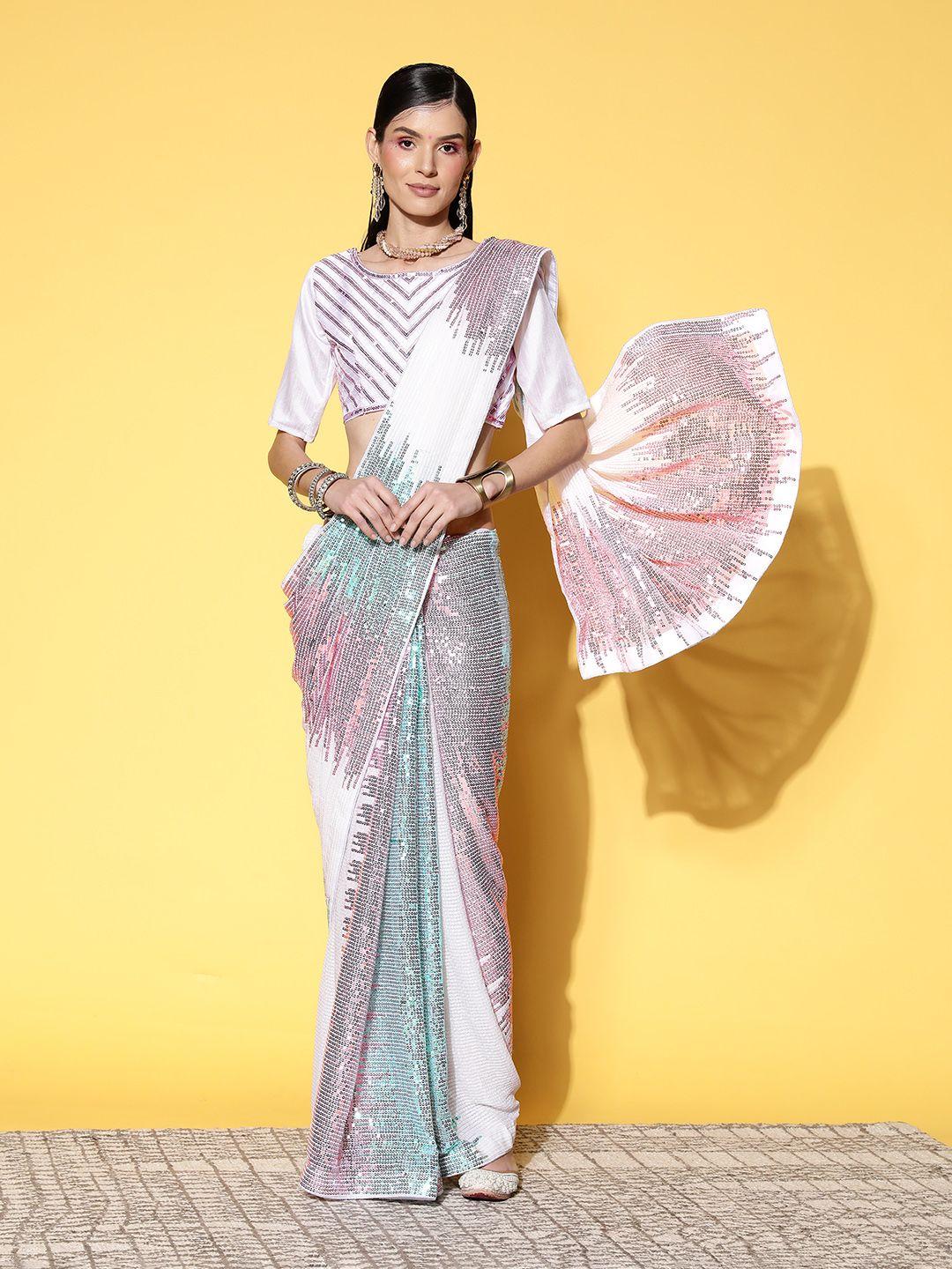 kalista embellished sequinned saree