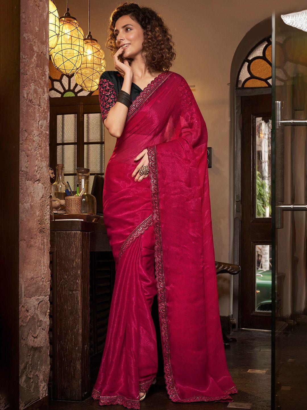 kalista embroidered pure chiffon saree