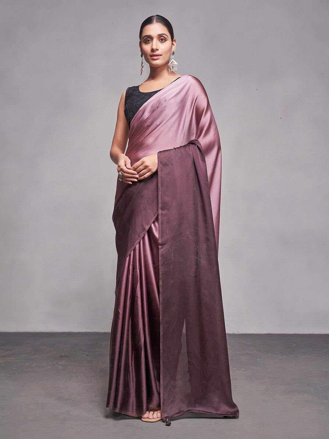 kalista pink & brown ombre pure georgette saree