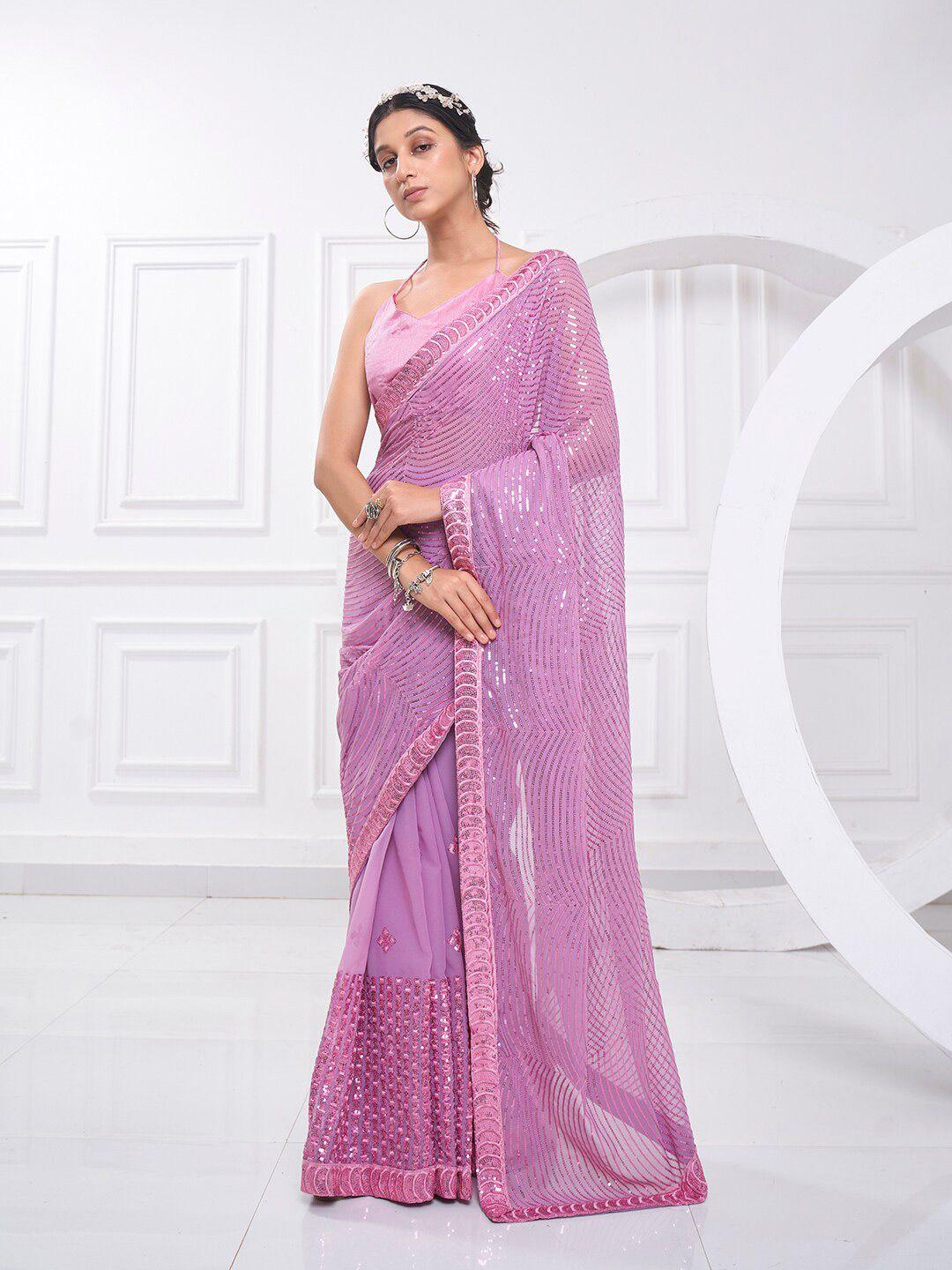 kalista sequin embellished pure georgette saree