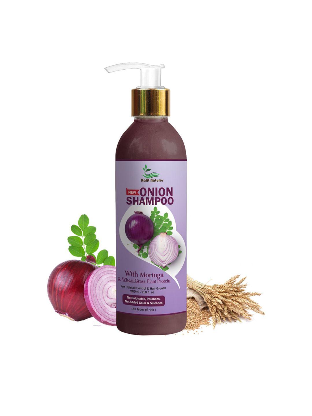 kalit natures onion shampoo with moringa & wheat grass plant protein - 200ml