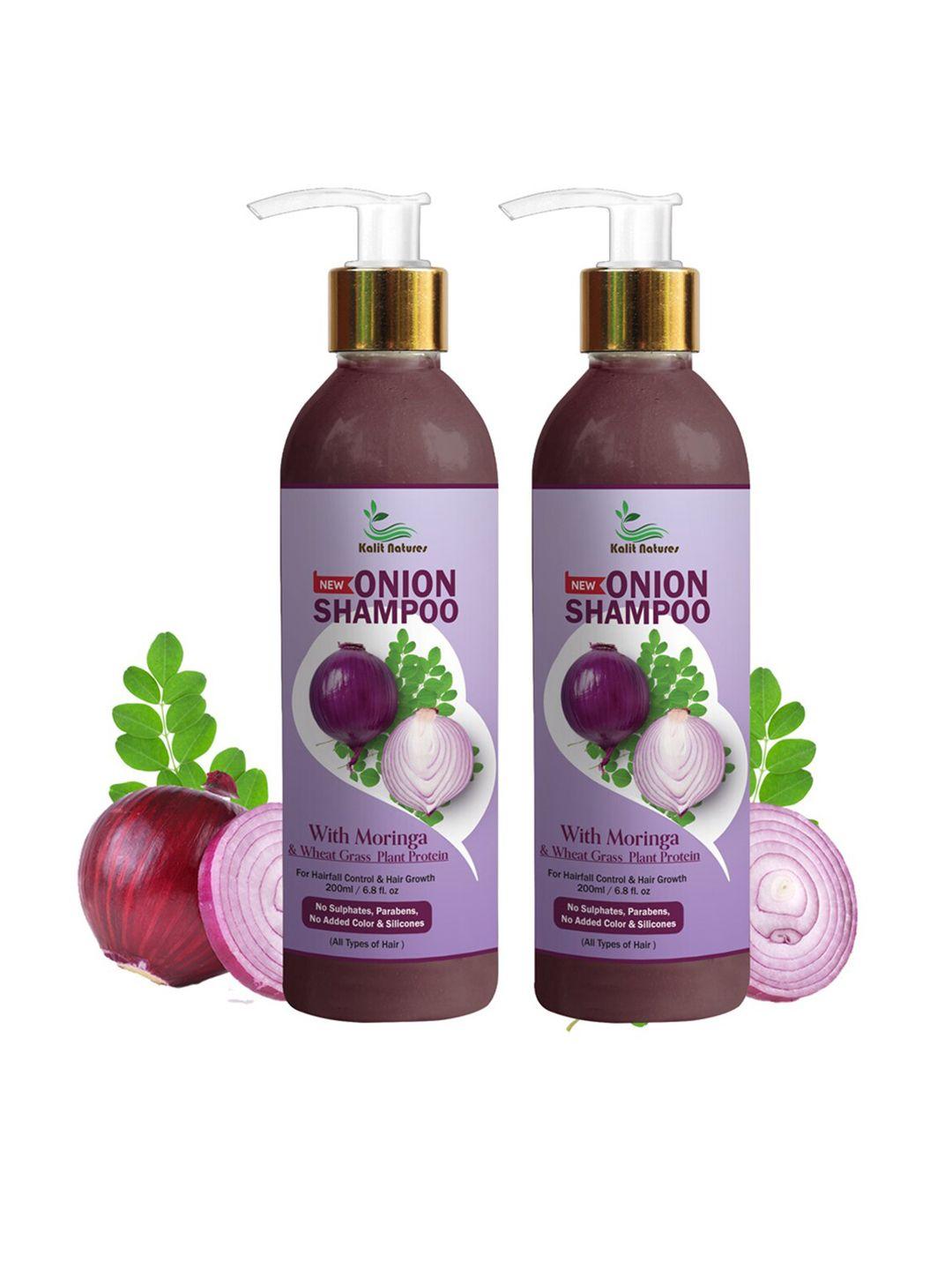 kalit natures set of 2 onion with moringa & wheat grass plant protein shampoo - 200ml each