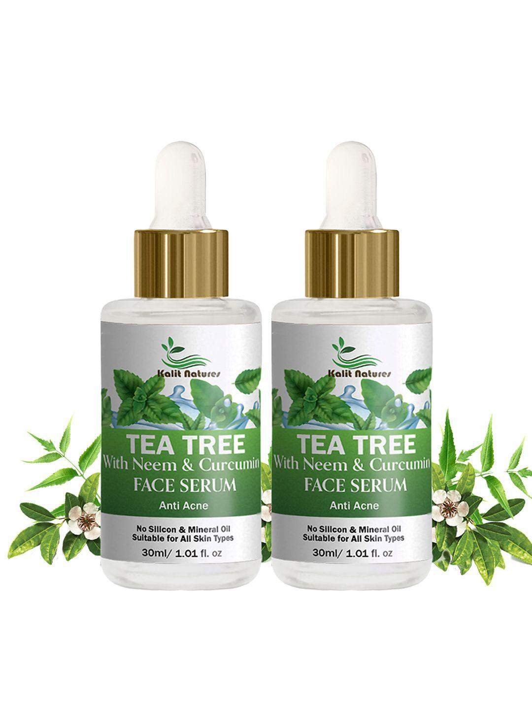 kalit natures set of 2 tea tree face serum with neem & curcumin - 30 ml each