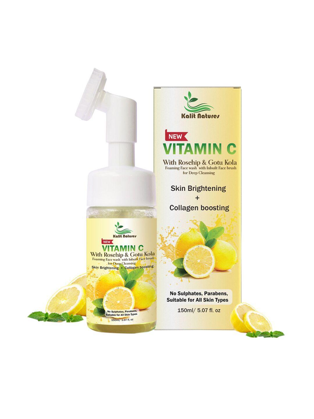 kalit natures vitamin c with rosehip & gotu kola face wash with inbuilt face brush - 150ml