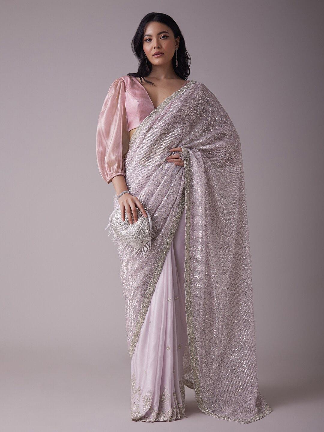 kalki fashion embellished sequinned net saree