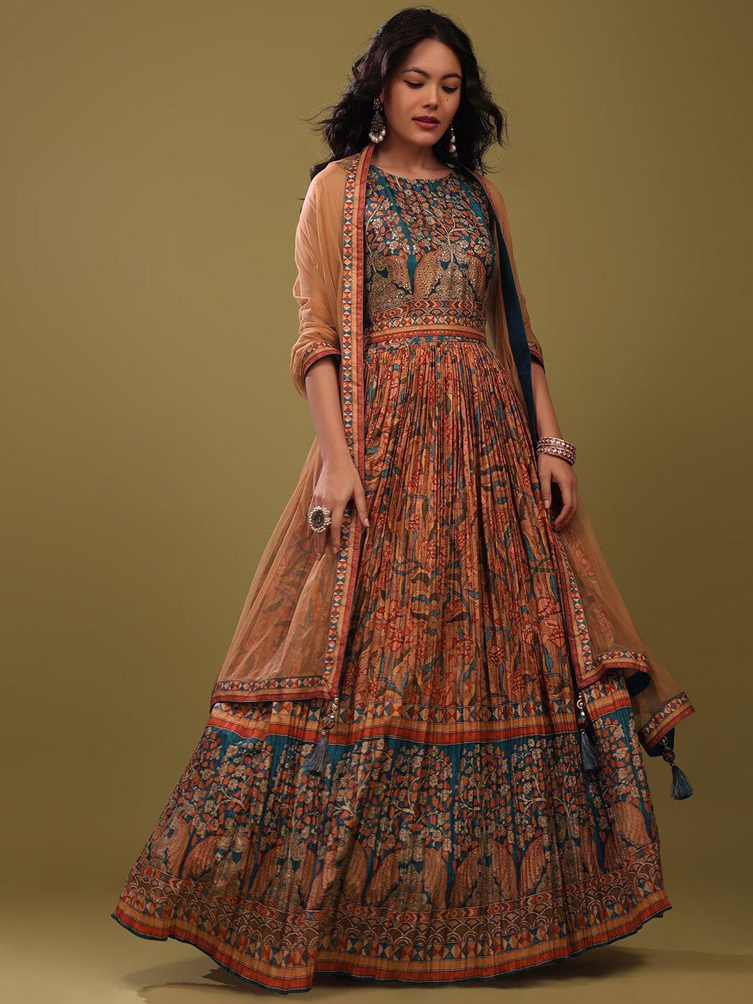 kalki fashion ethnic motifs printed ethnic dress with dupatta