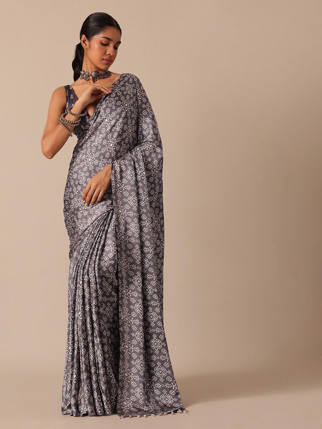 kalki fashion ethnic motifs printed satin saree