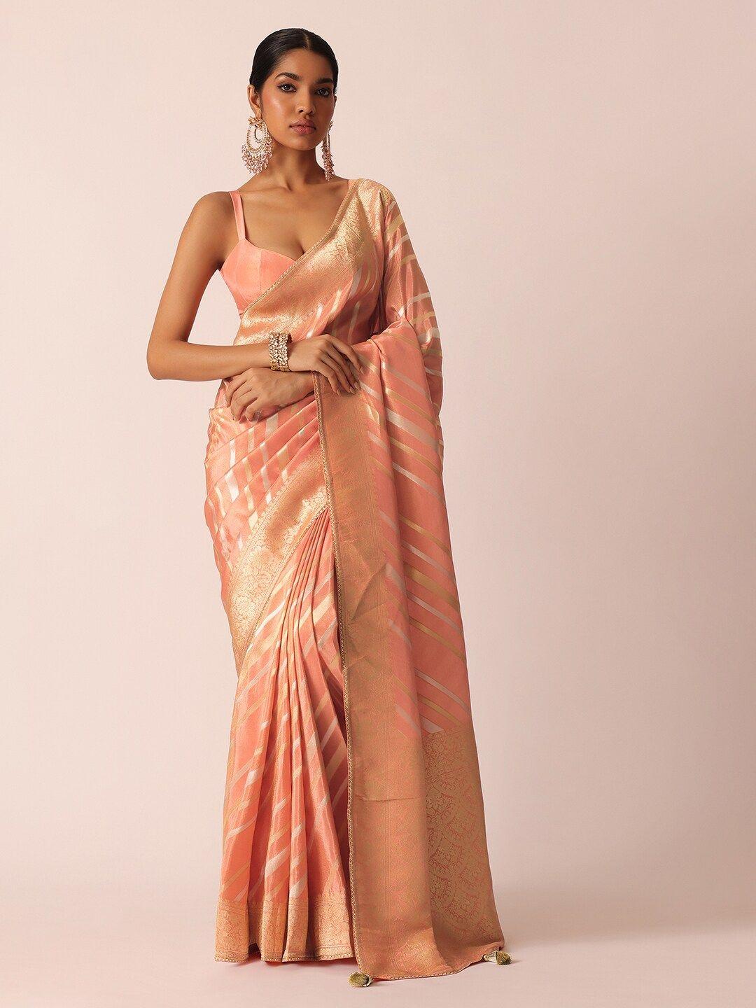 kalki fashion striped tissue silk zari saree