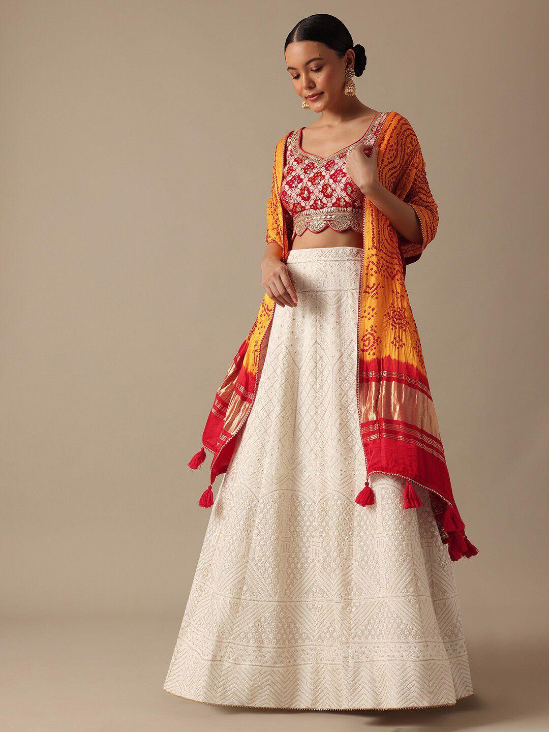 kalki fashion white embellished ready to wear lehenga & blouse with dupatta