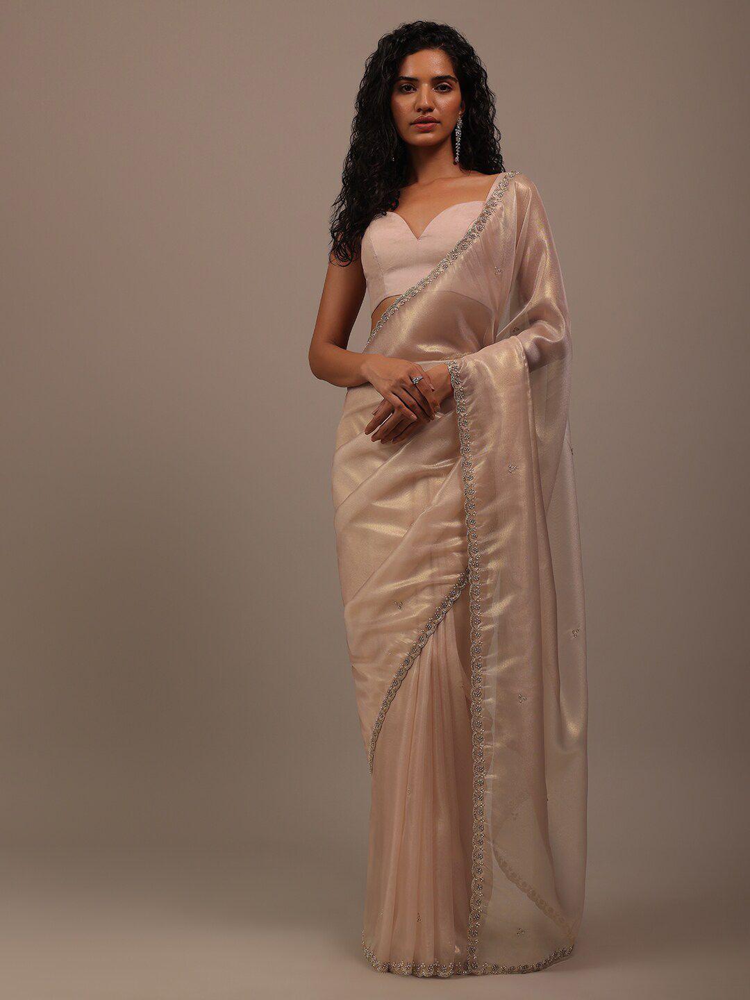 kalki fashion beads and stones embellished tissue saree