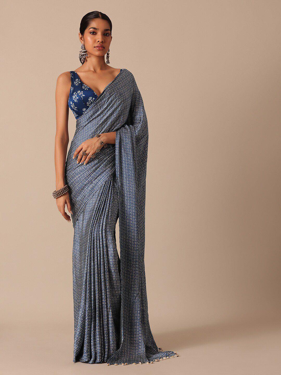 kalki fashion blue satin saree