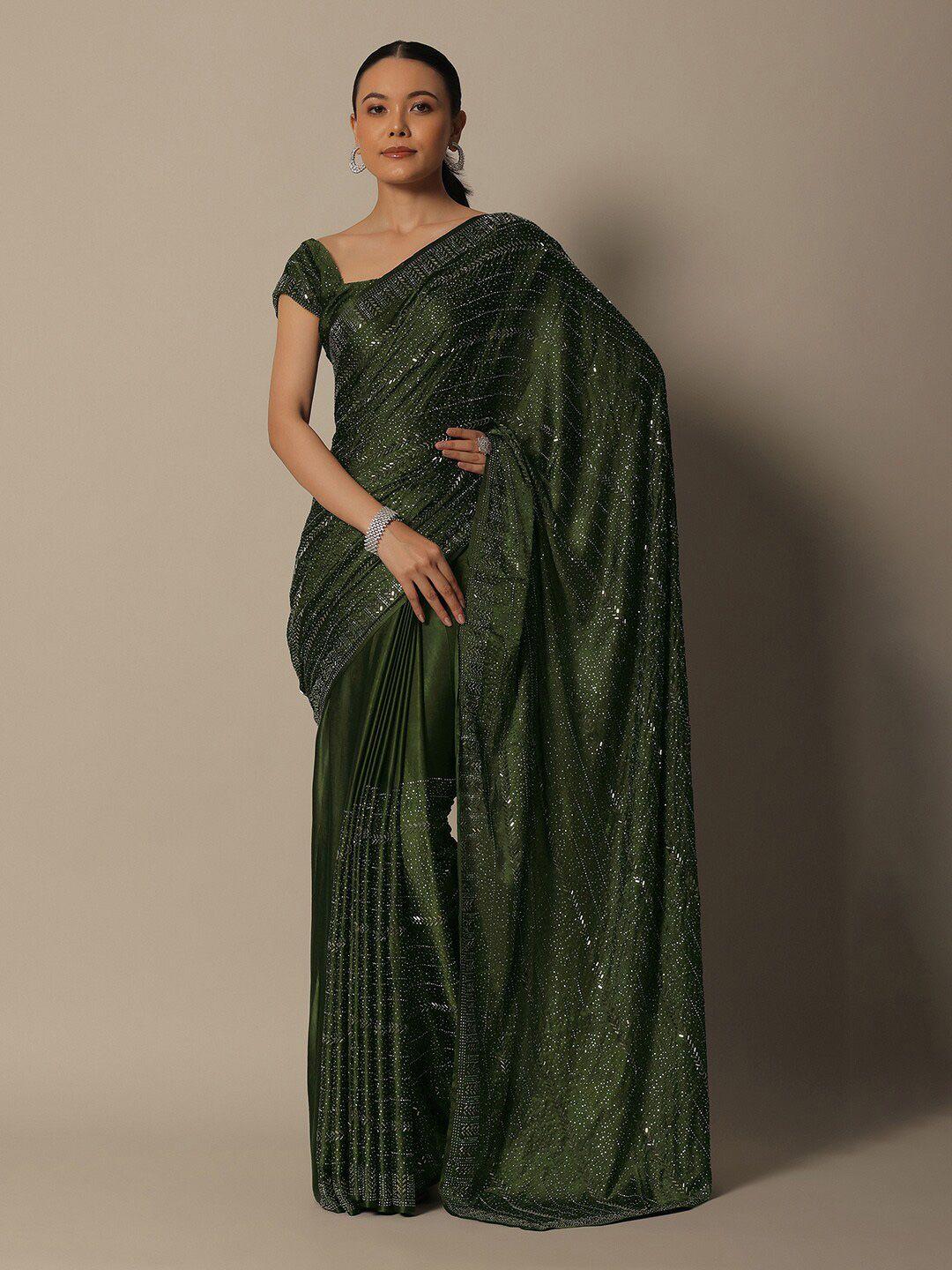 kalki fashion embellished beads & stones satin saree