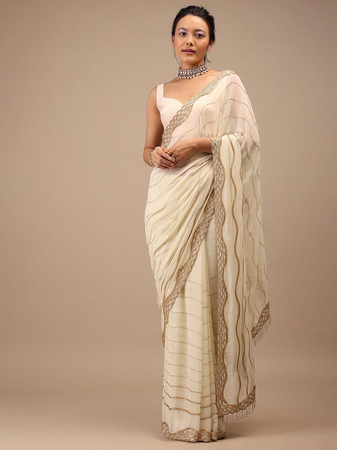 kalki fashion embellished beads and stones pure georgette saree