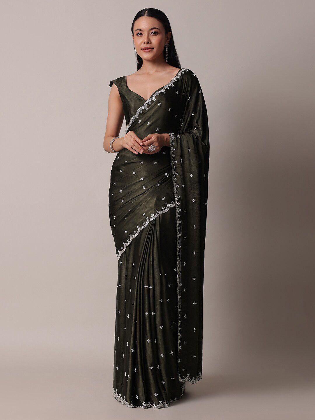 kalki fashion embellished beads and stones satin saree