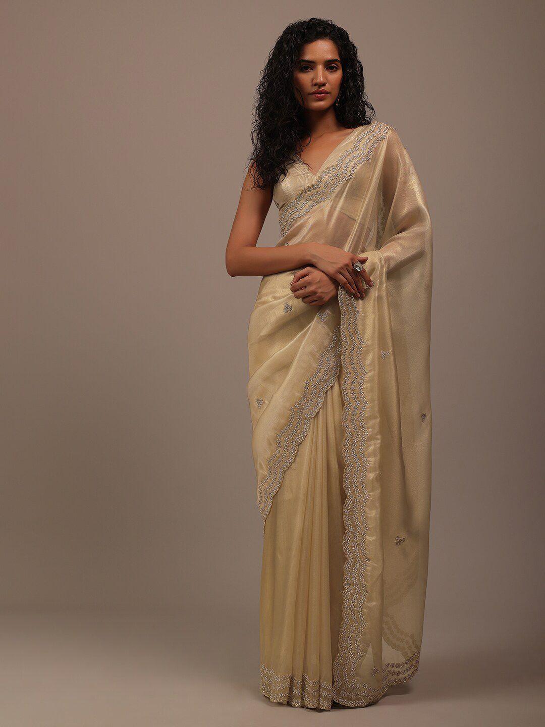 kalki fashion embellished beads and stones tissue saree