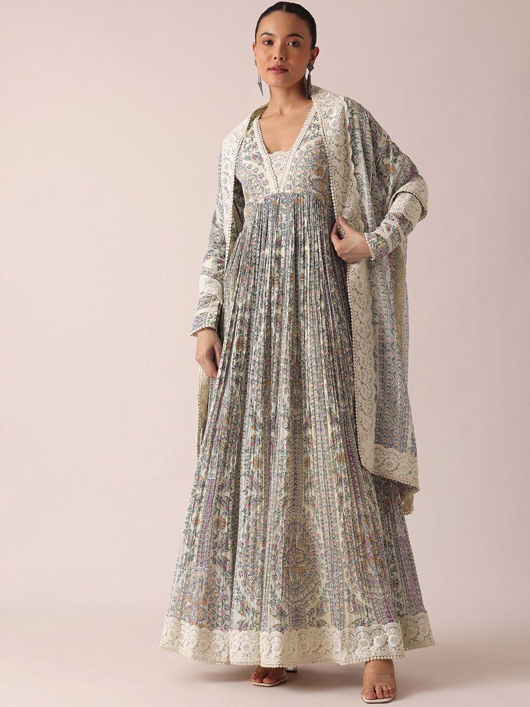 kalki fashion embroidered anarkali ethnic dress with dupatta