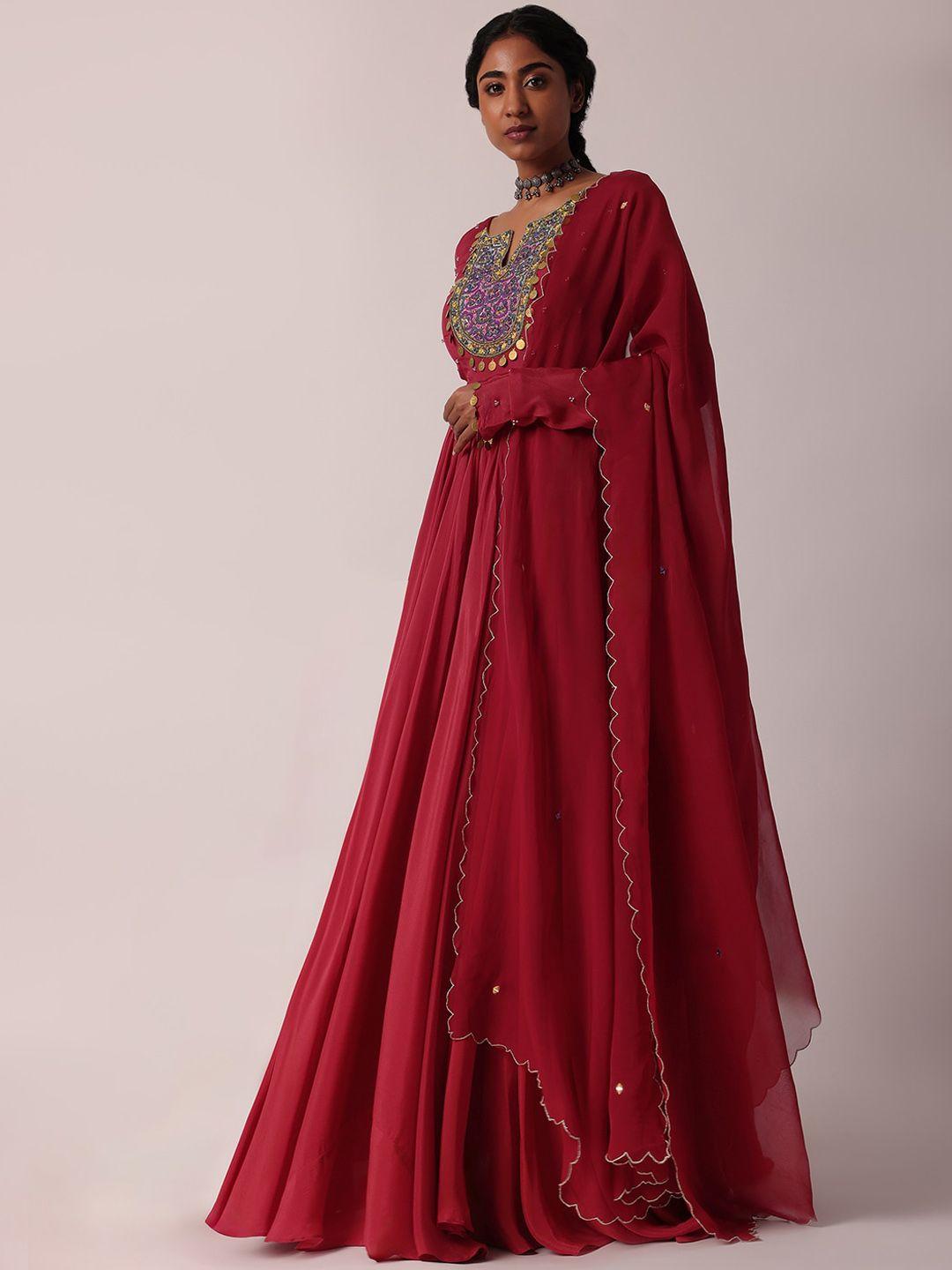 kalki fashion embroidered anarkali ethnic dress with dupatta