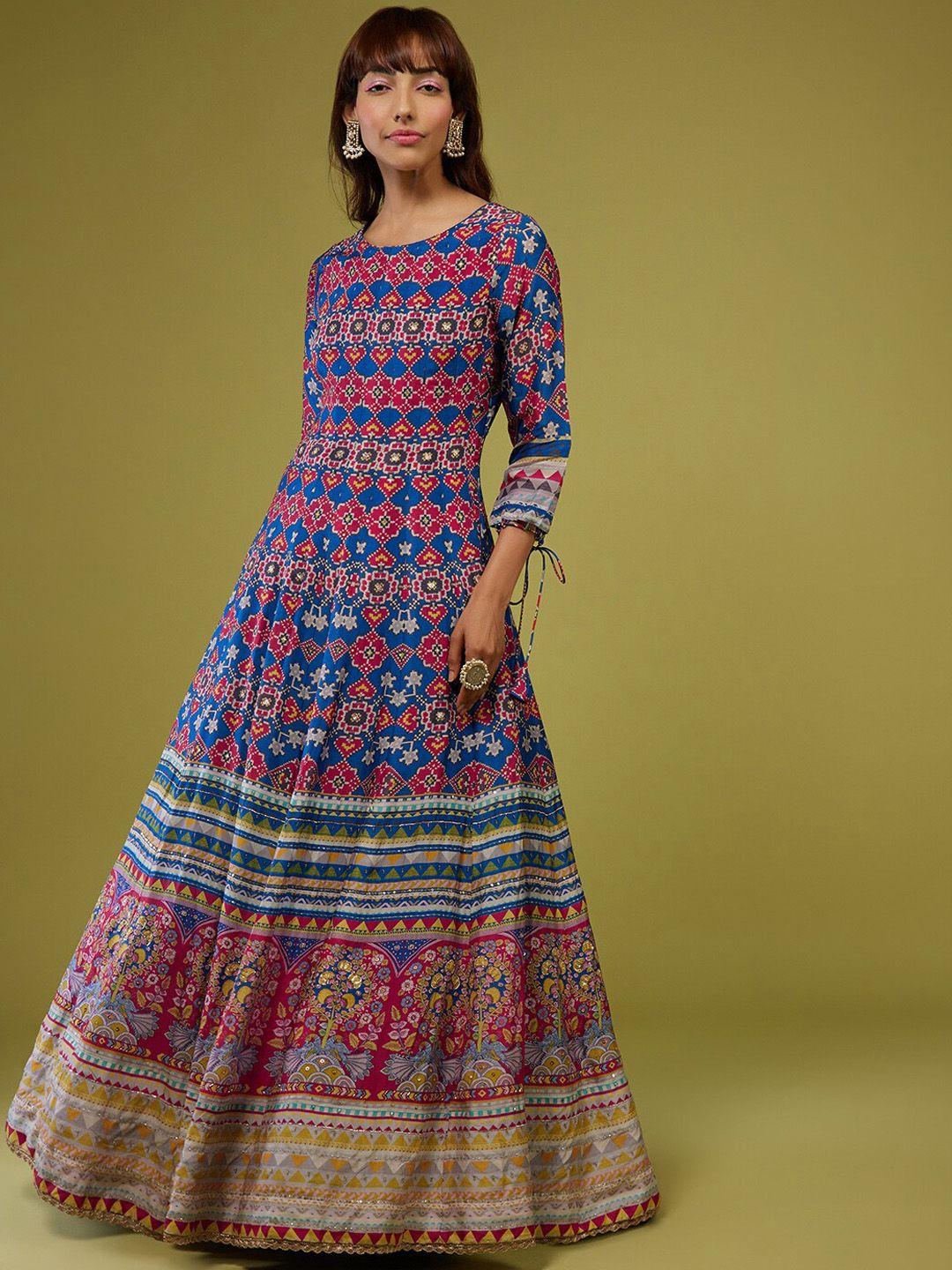 kalki fashion ethnic motifs printed ethnic dress