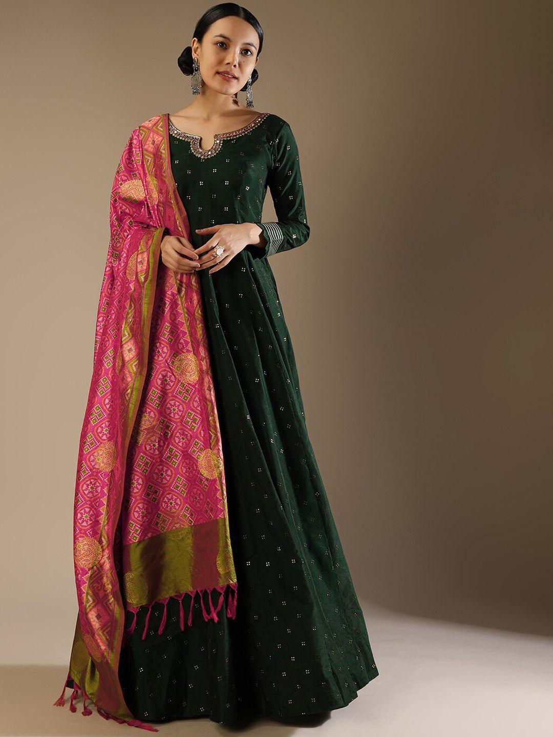 kalki fashion ethnic motifs printed georgette ethnic dress with dupatta