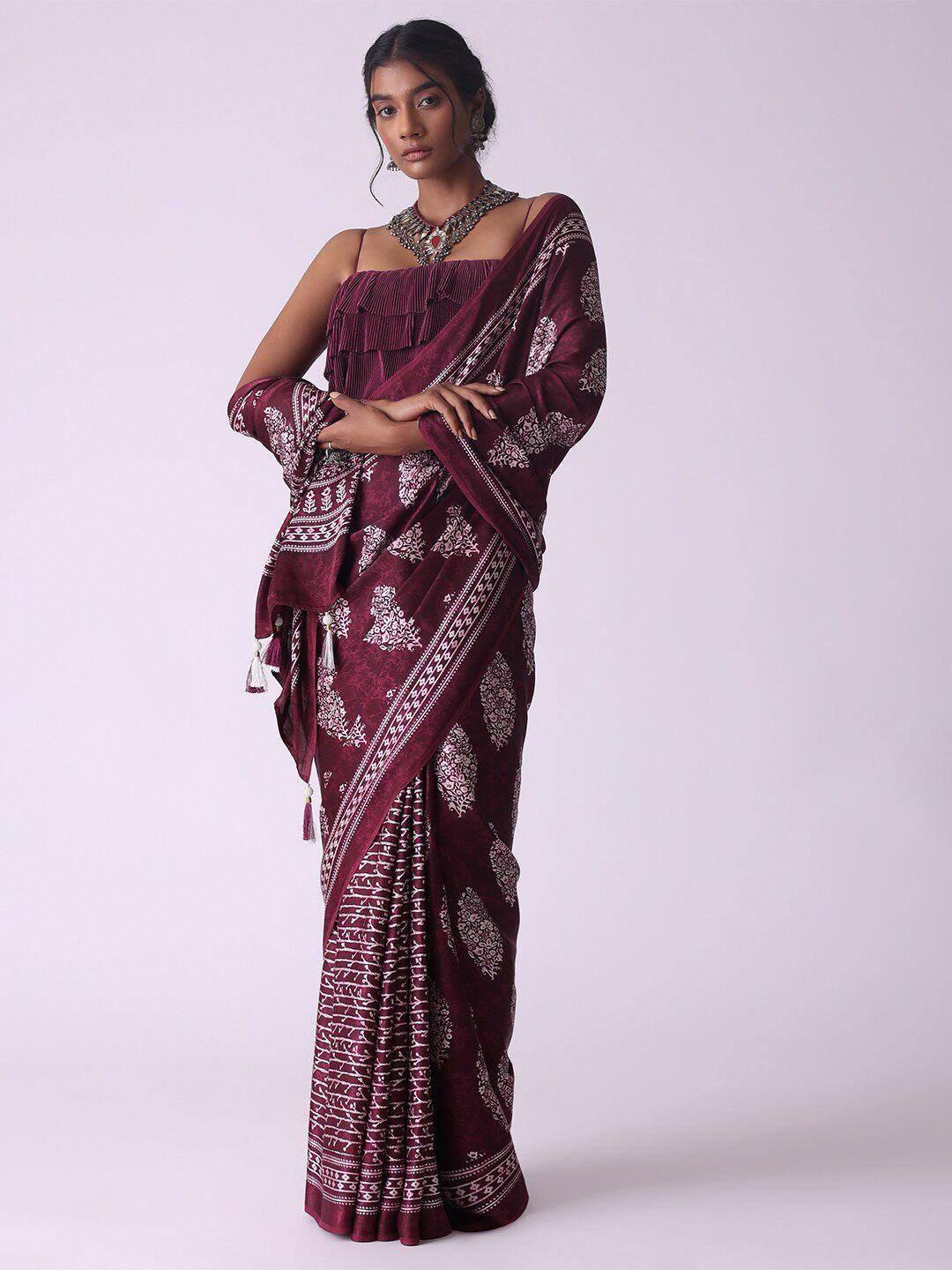 kalki fashion ethnic motifs printed satin saree