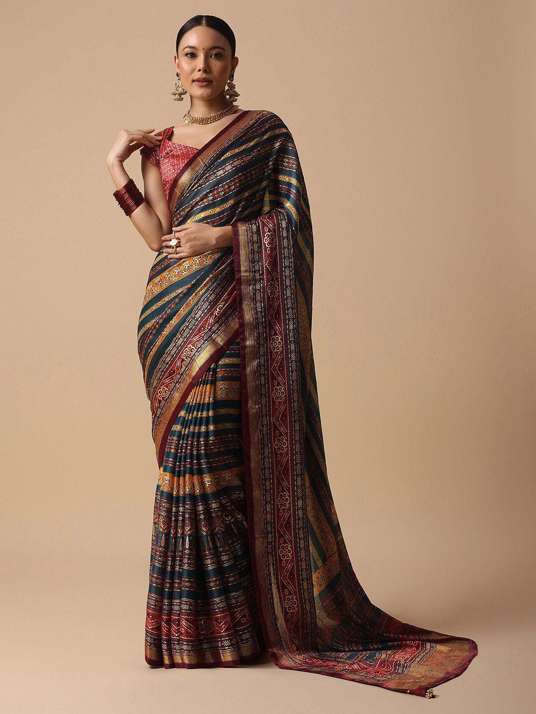 kalki fashion ethnic motifs printed zari saree
