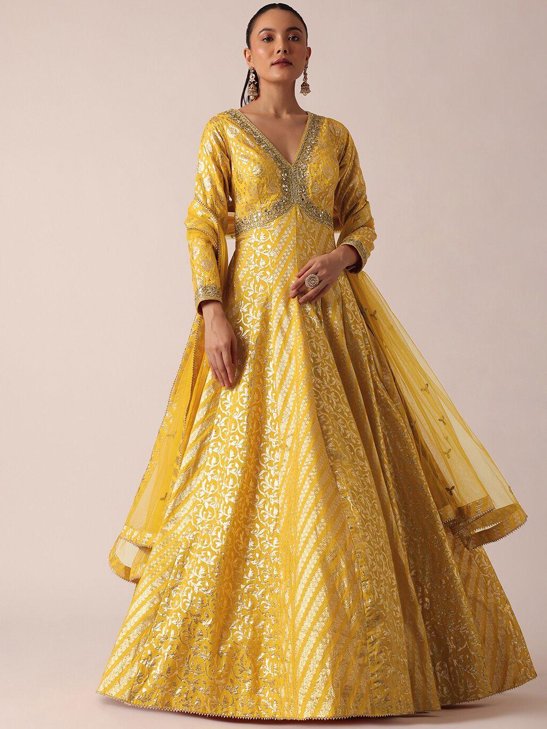 kalki fashion floral embroidered empire kurta with dupatta