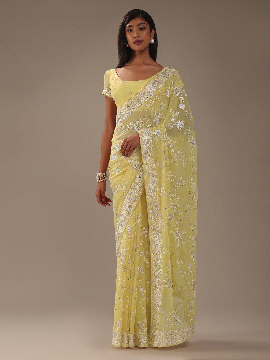 kalki fashion floral embroidered gotta patti saree