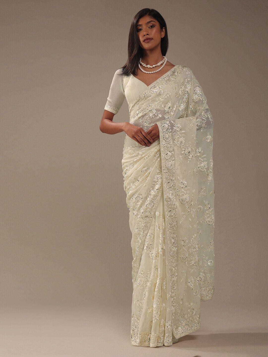 kalki fashion floral embroidered resham work saree