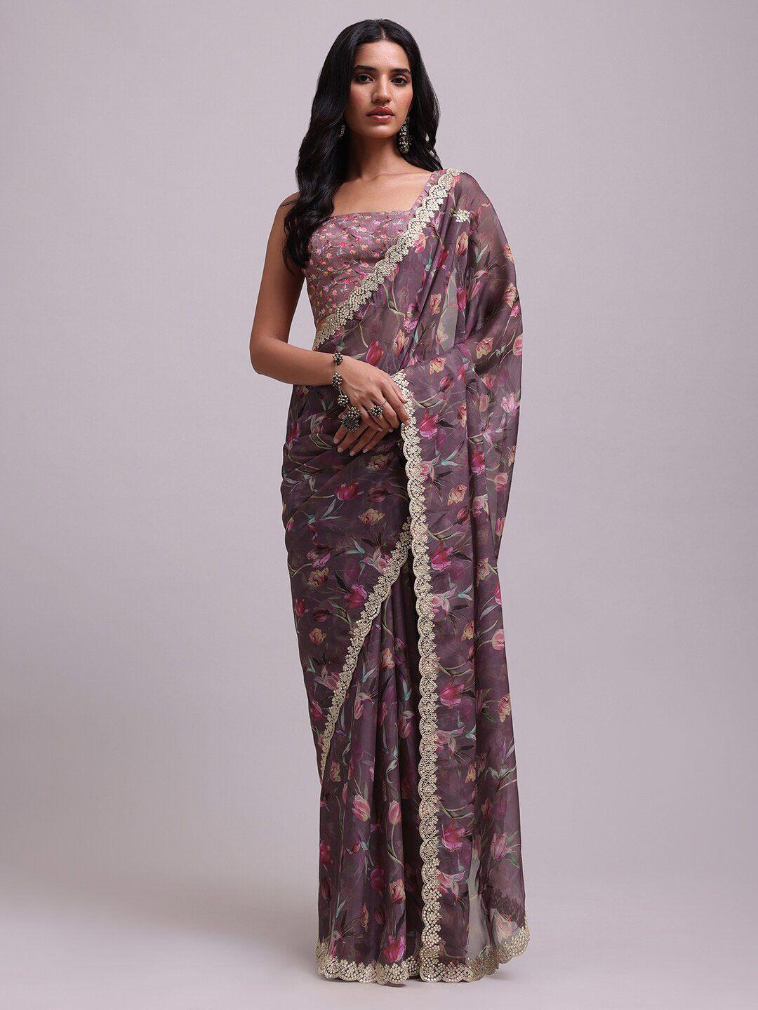 kalki fashion floral embroidered saree with blouse