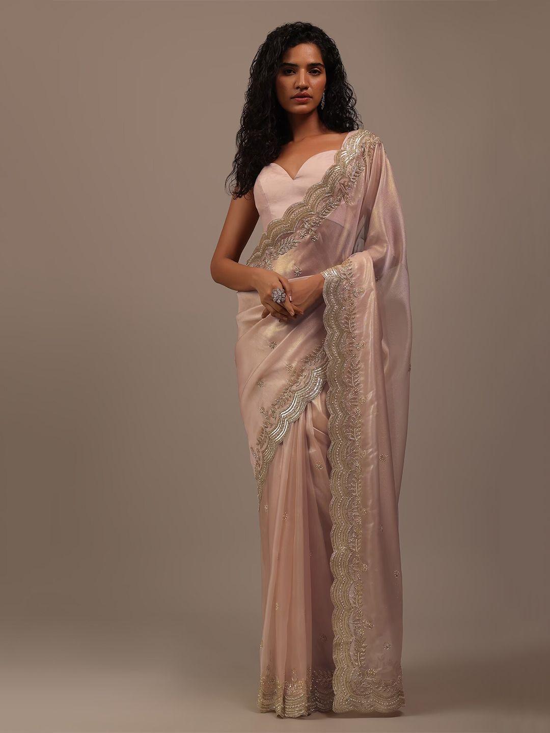 kalki fashion floral embroidered tissue saree