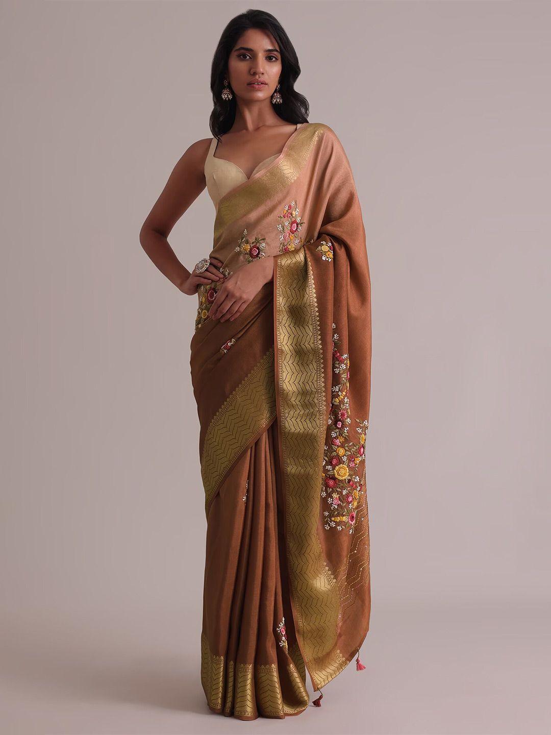 kalki fashion floral embroidered zari saree