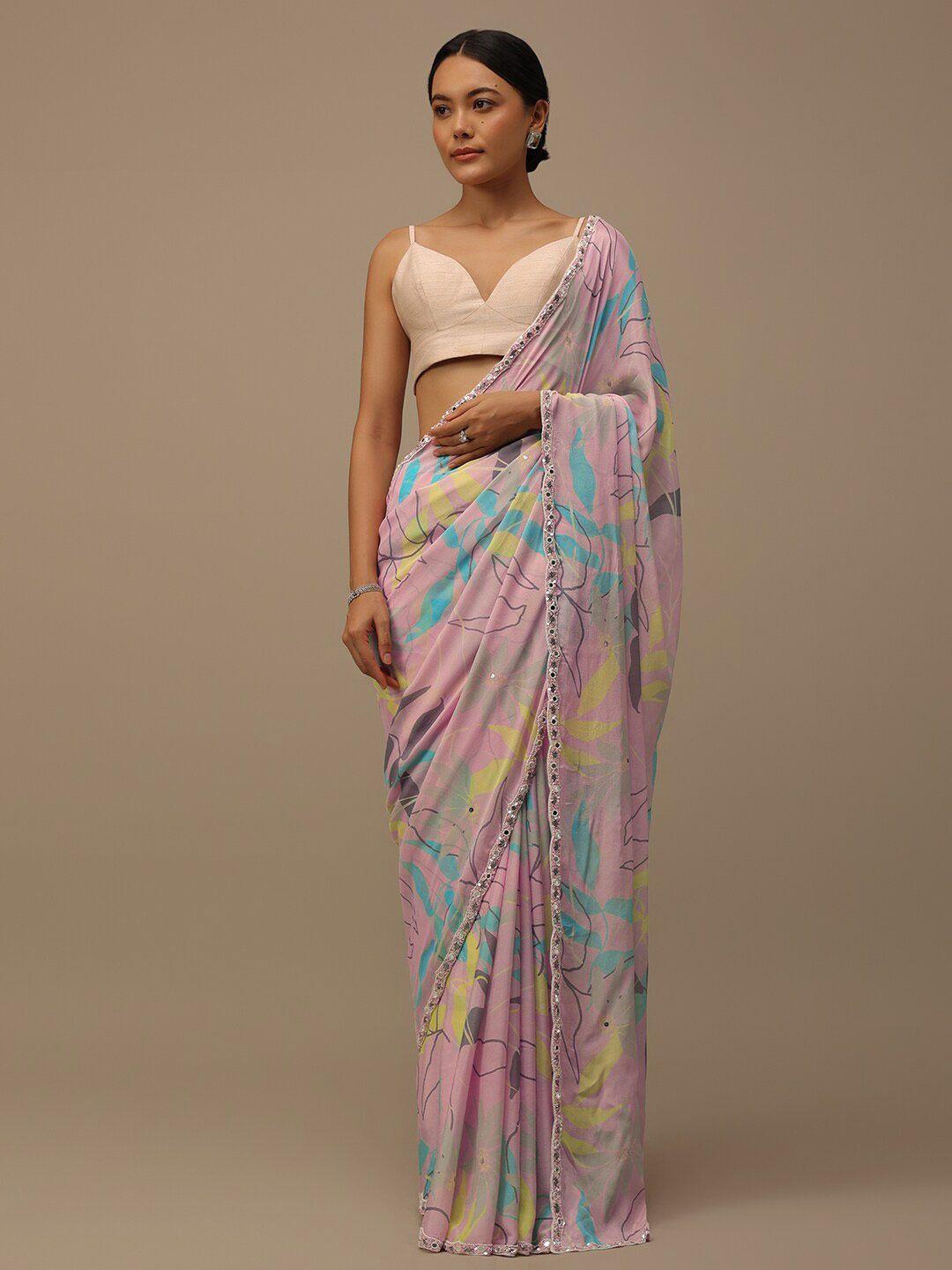 kalki fashion floral printed organza saree with blouse