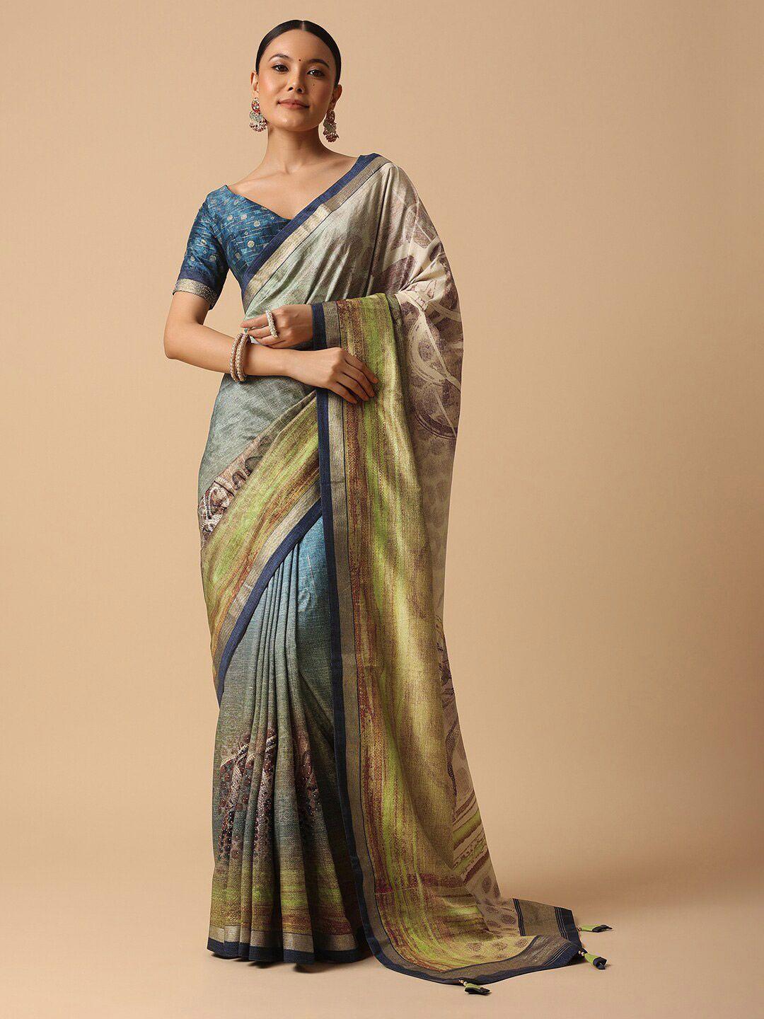 kalki fashion floral printed saree