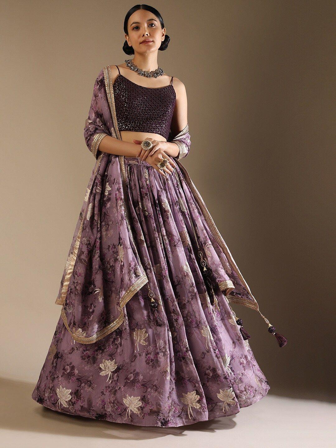 kalki fashion floral printed sequinned ready to wear lehenga choli with dupatta