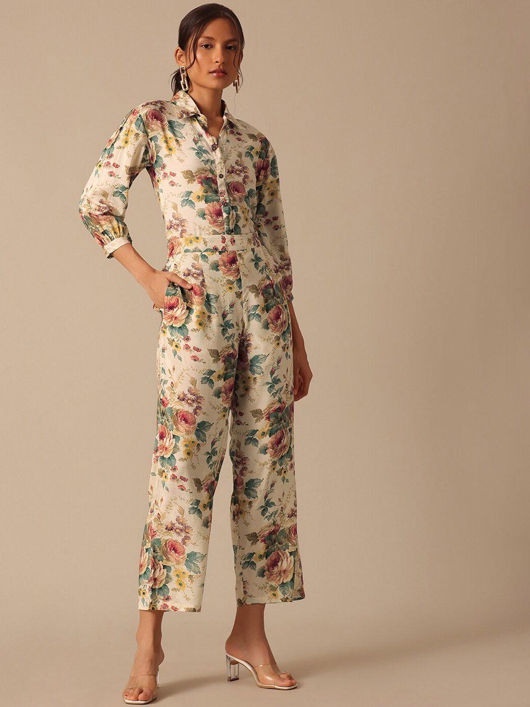 kalki fashion floral printed shirt collar shirt with trouser