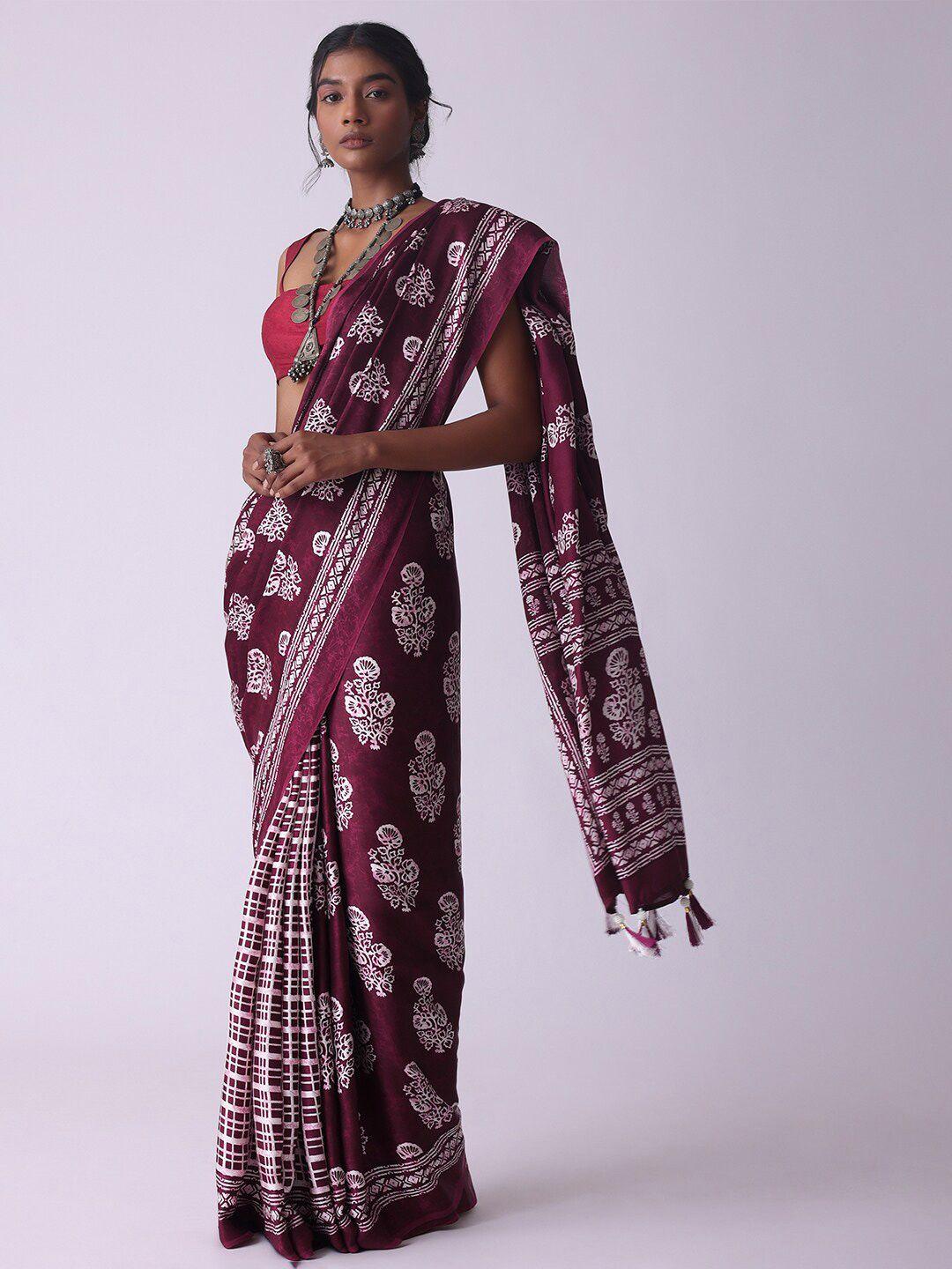 kalki fashion floral printed silk cotton saree