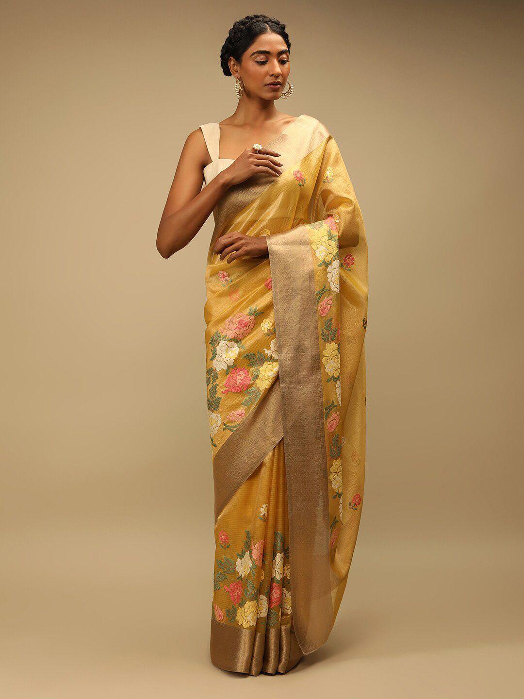 kalki fashion floral zari kota saree