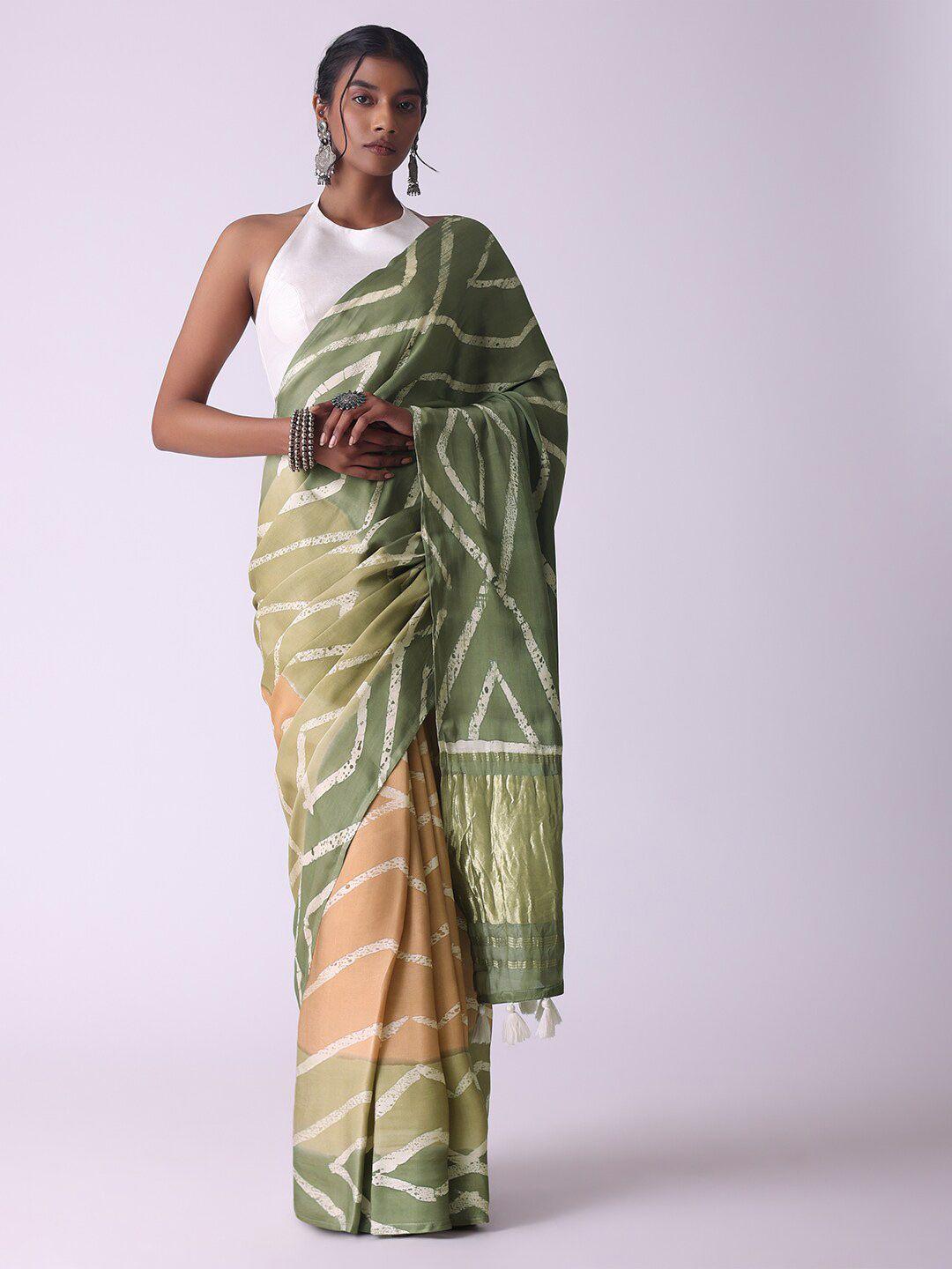 kalki fashion geometric print satin saree