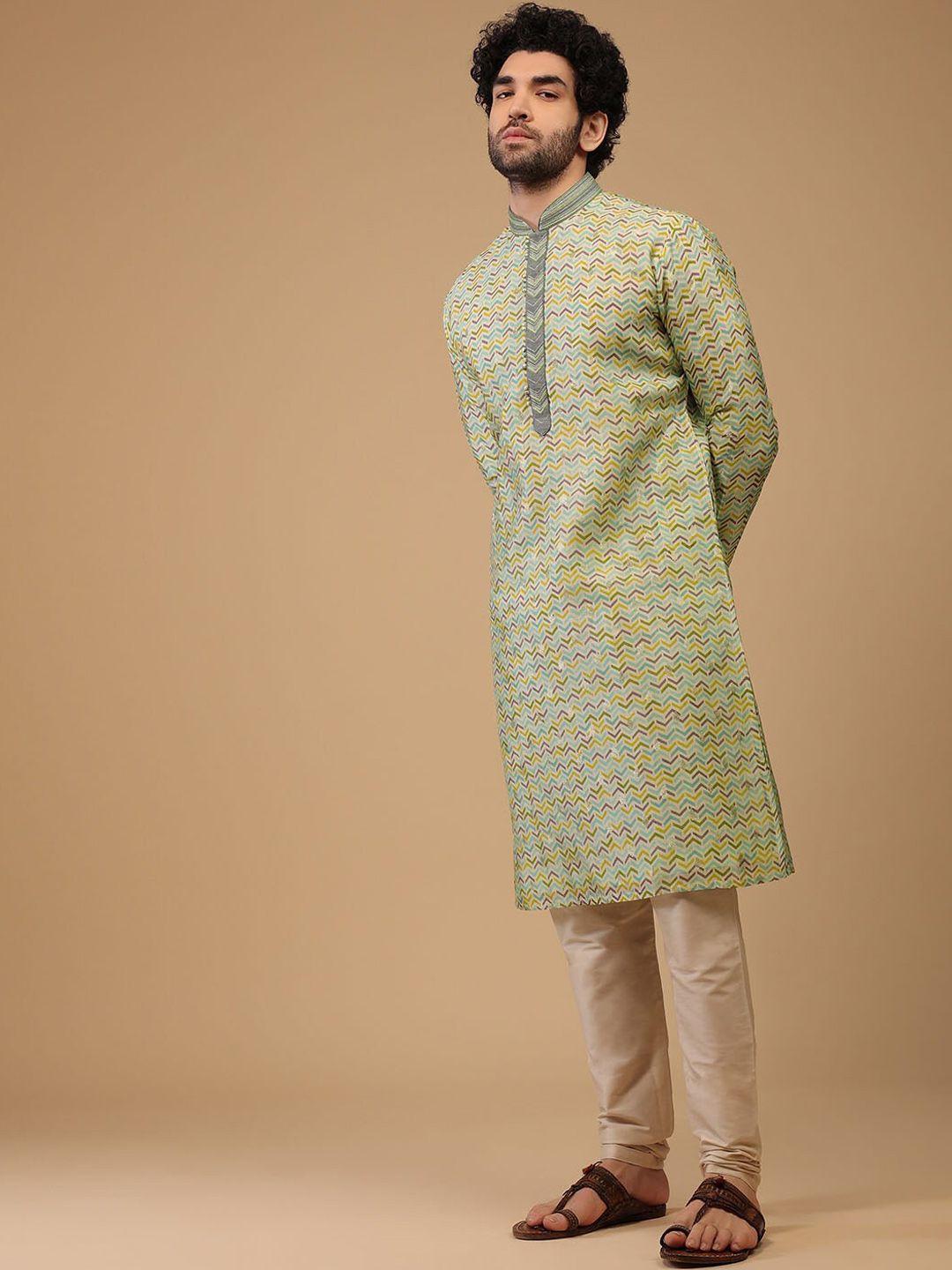 kalki fashion geometric printed regular kurta with churidar
