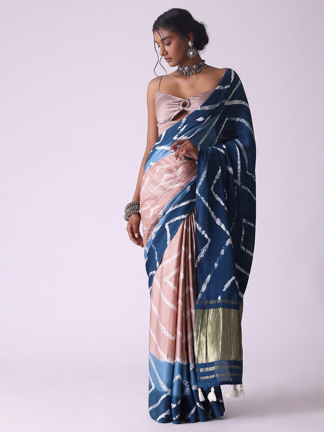 kalki fashion geometric printed satin saree