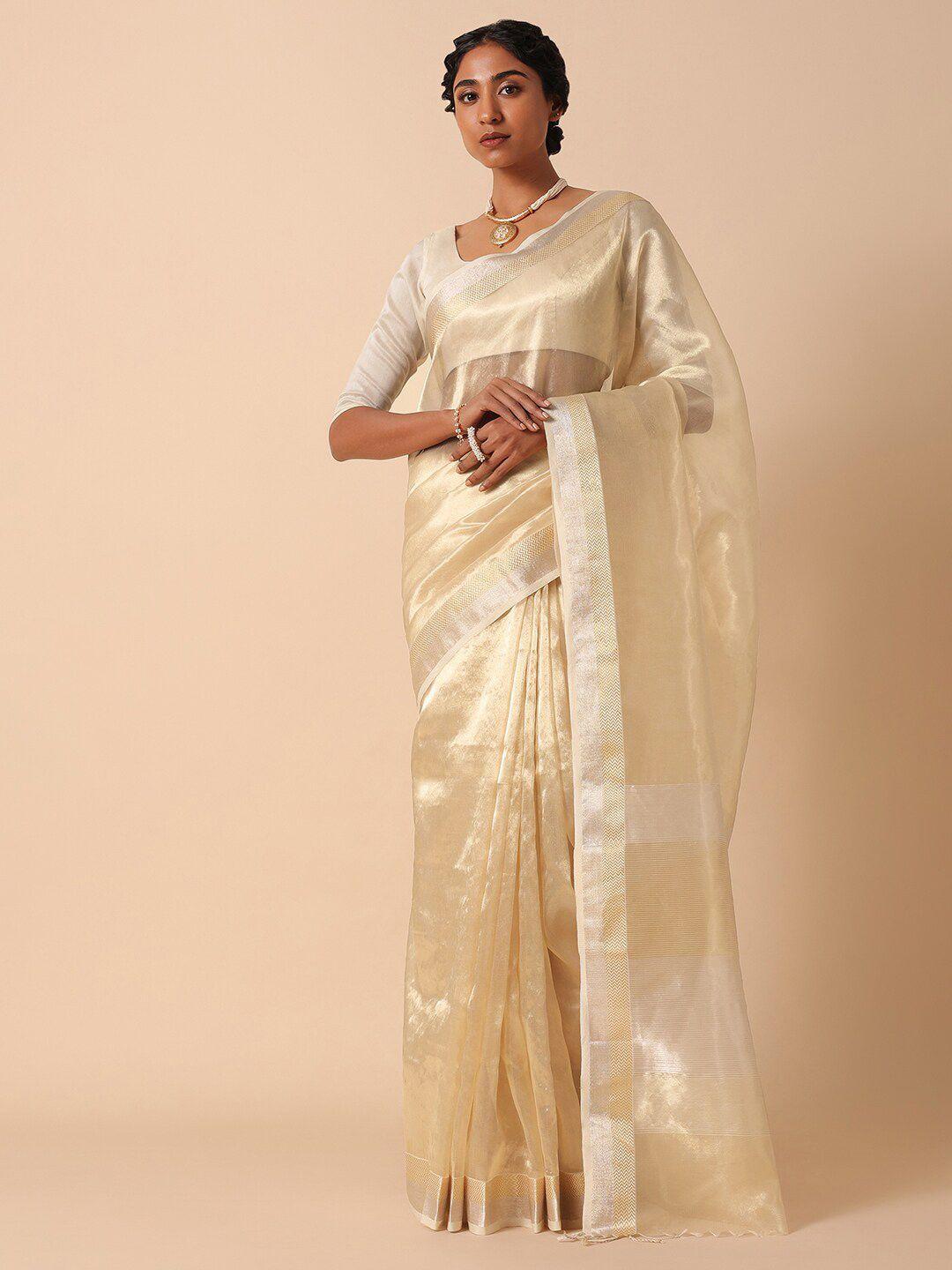 kalki fashion gold-toned silk blend saree