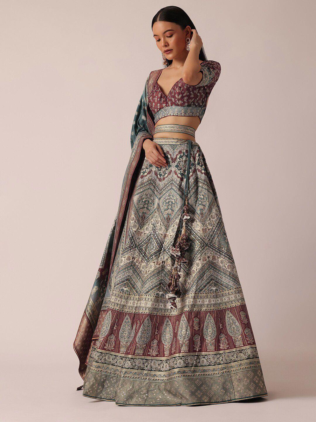 kalki fashion grey embellished ready to wear lehenga & blouse with dupatta