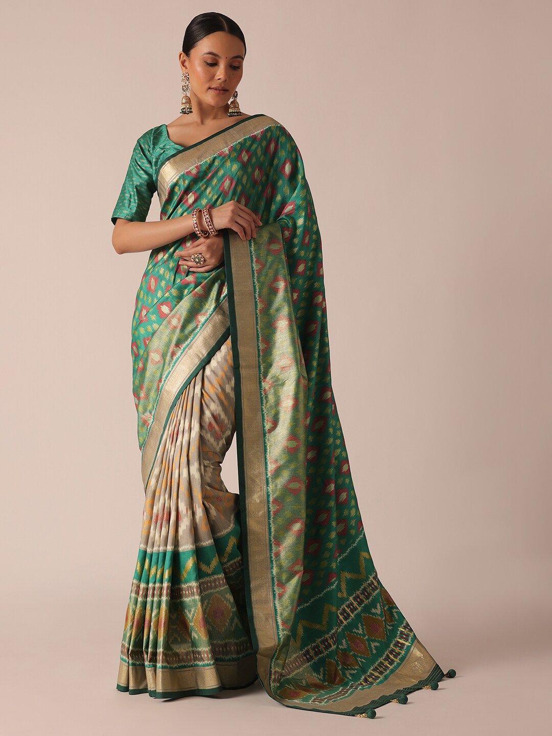 kalki fashion kalamkari printed zari saree