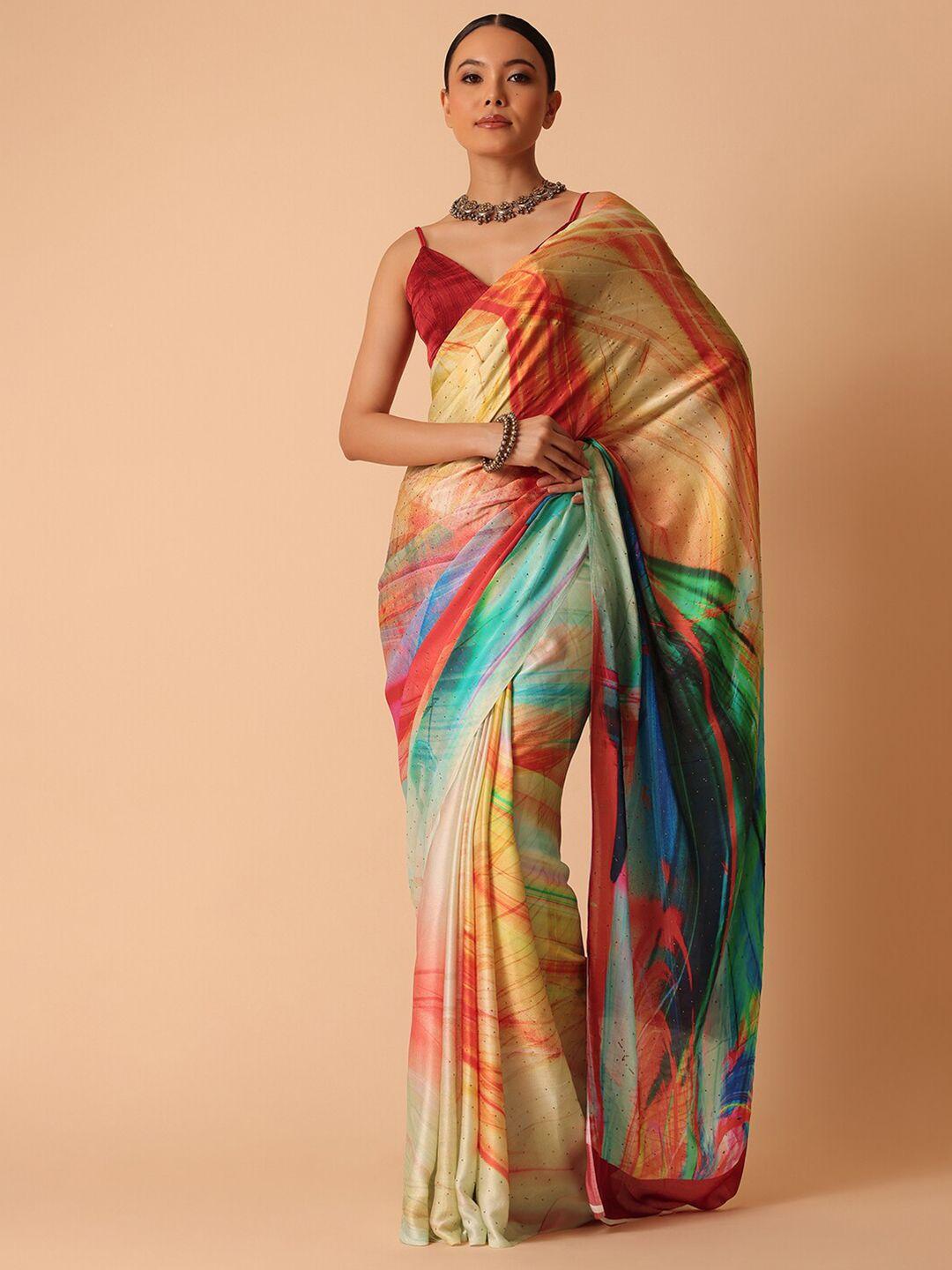 kalki fashion multicoloured satin saree