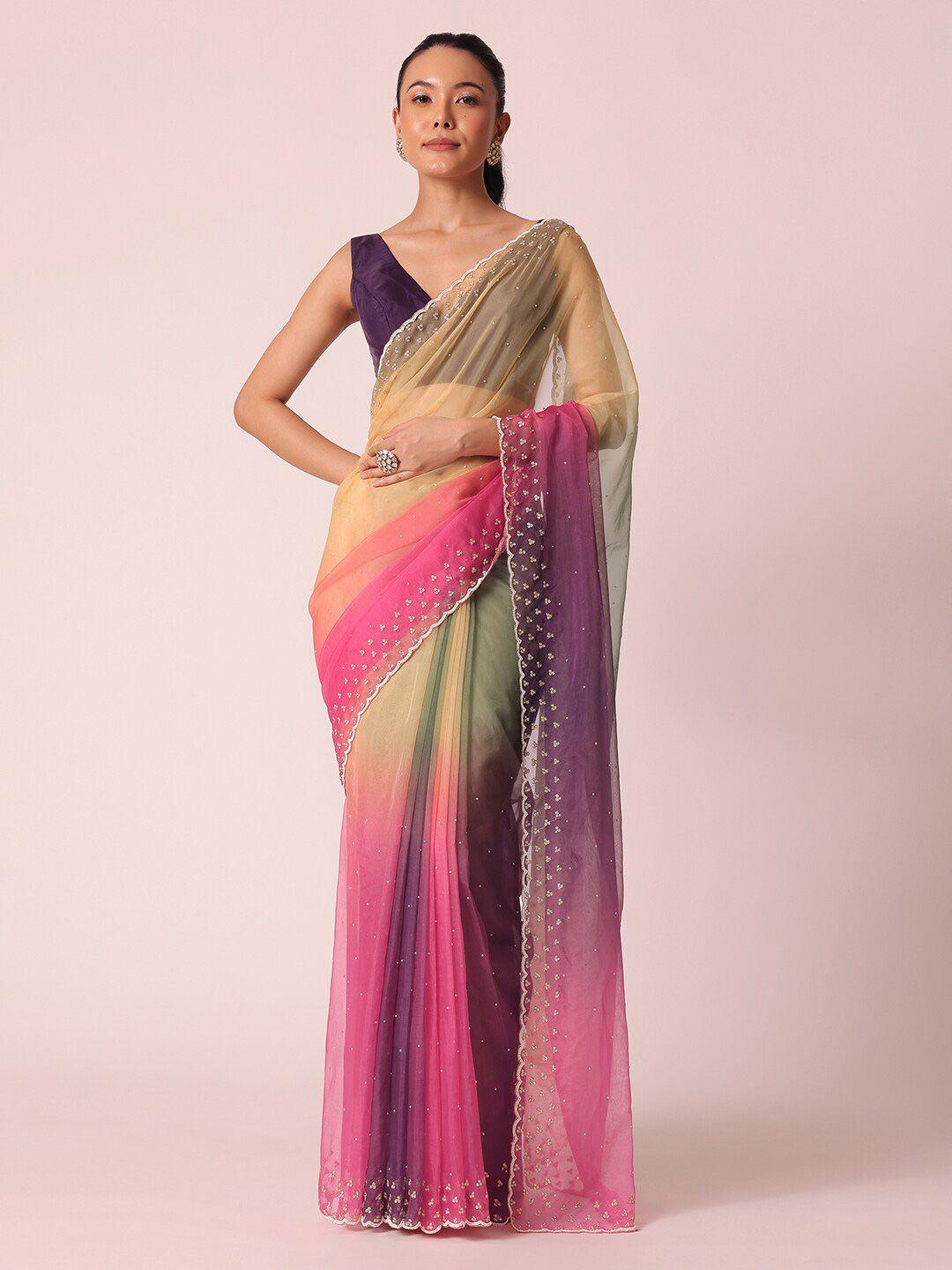 kalki fashion ombre beads & stones organza saree