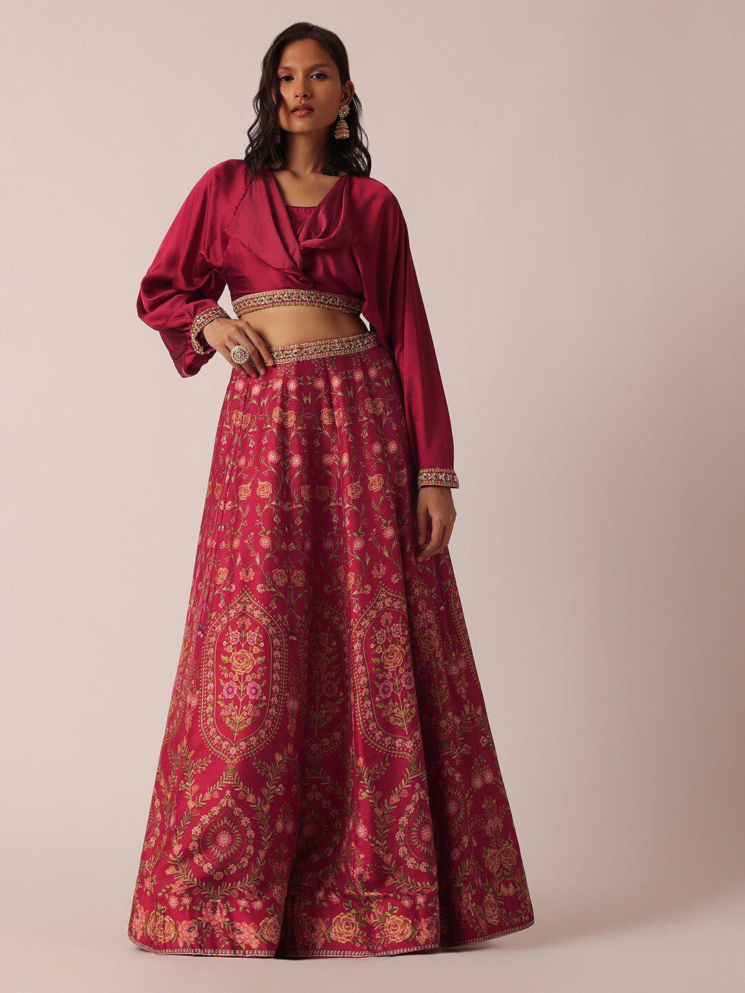 kalki fashion red embroidered ready to wear lehenga &