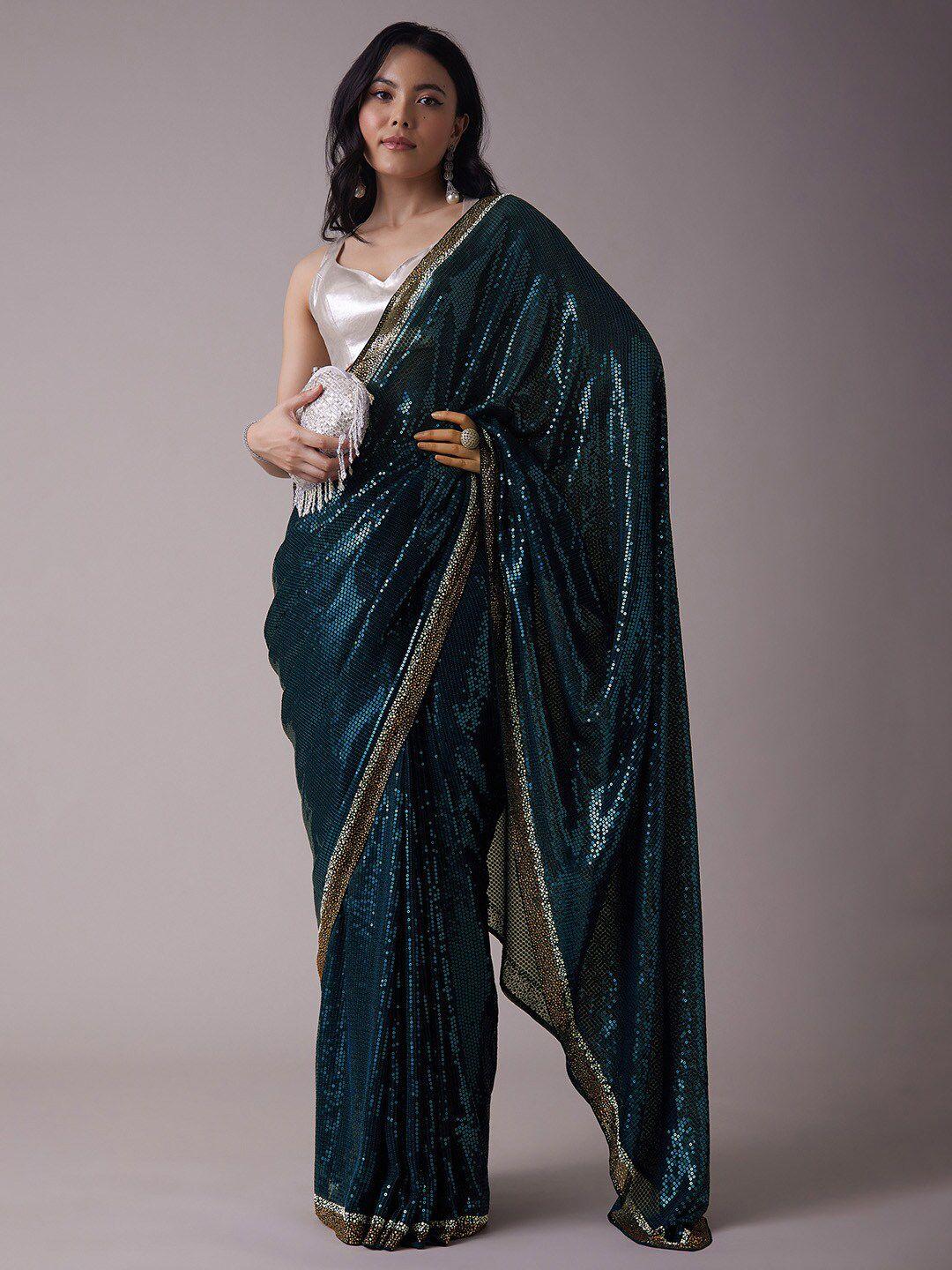 kalki fashion sequin embellished heavy work saree