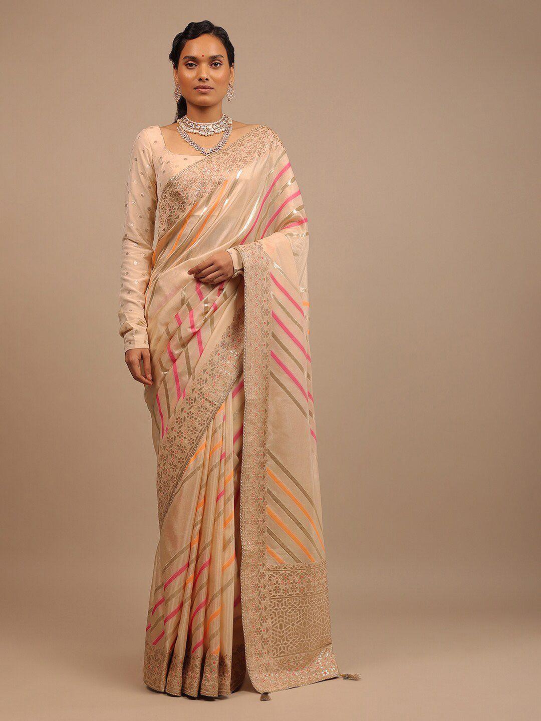 kalki fashion striped woven design zari dola silk saree