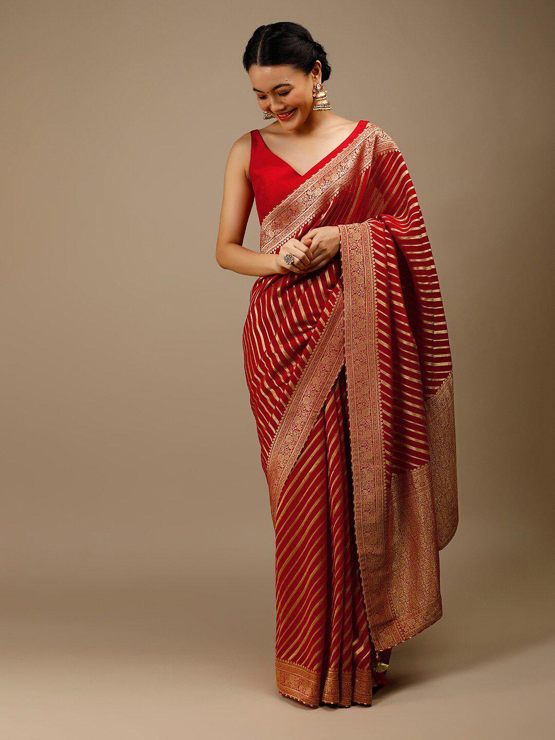 kalki fashion striped zari pure georgette saree