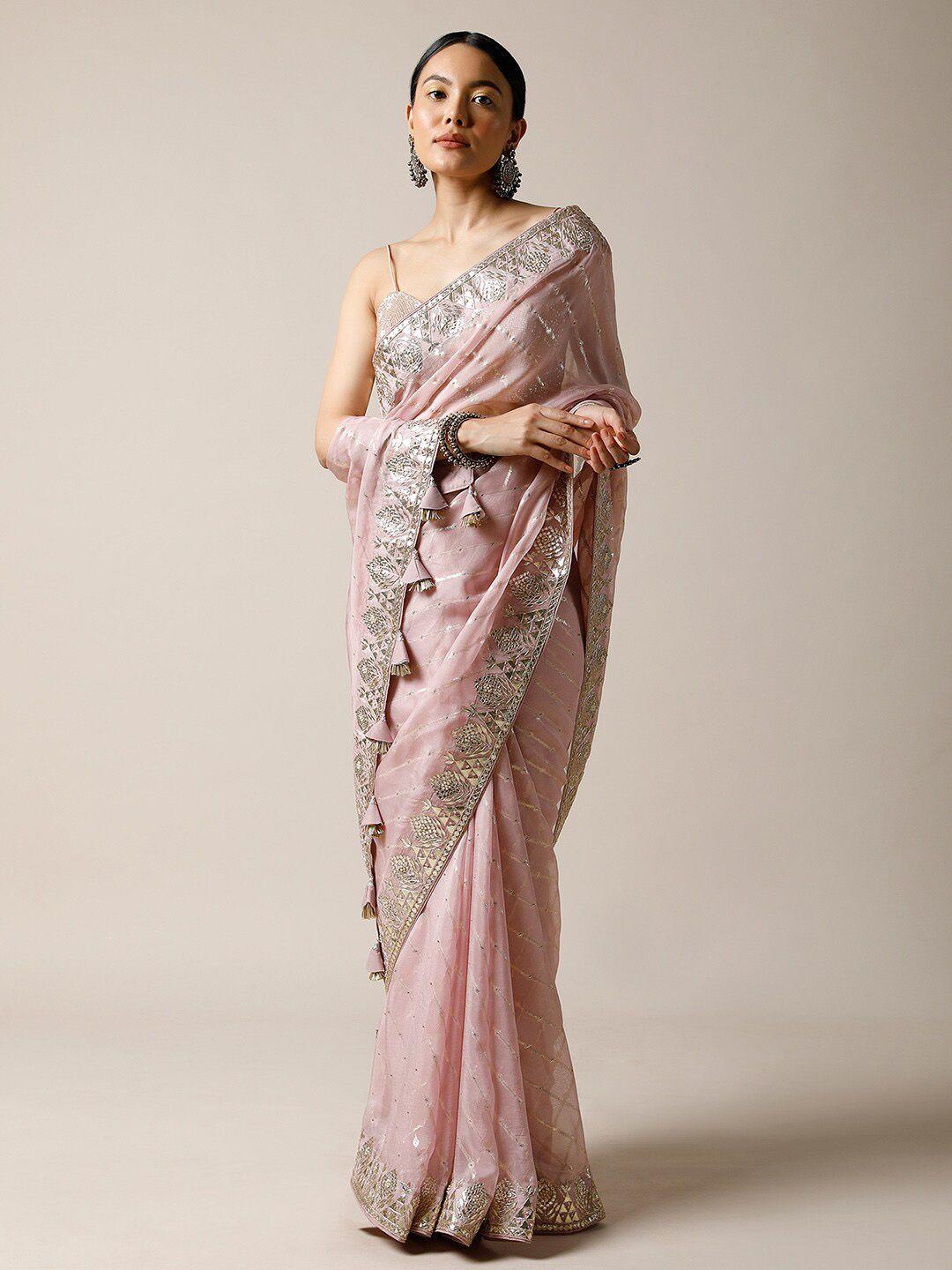 kalki fashion woven design embroidered saree